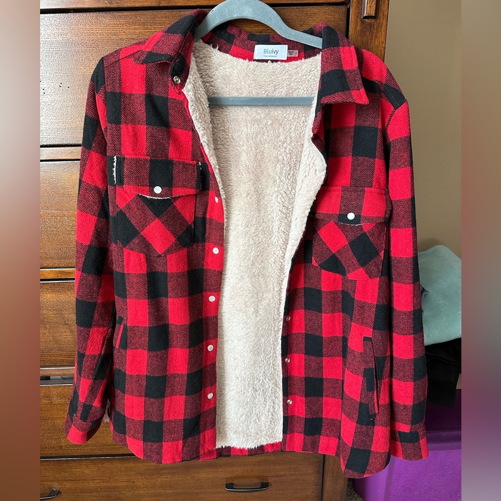 BluIvy Red and Black Plaid Jacket